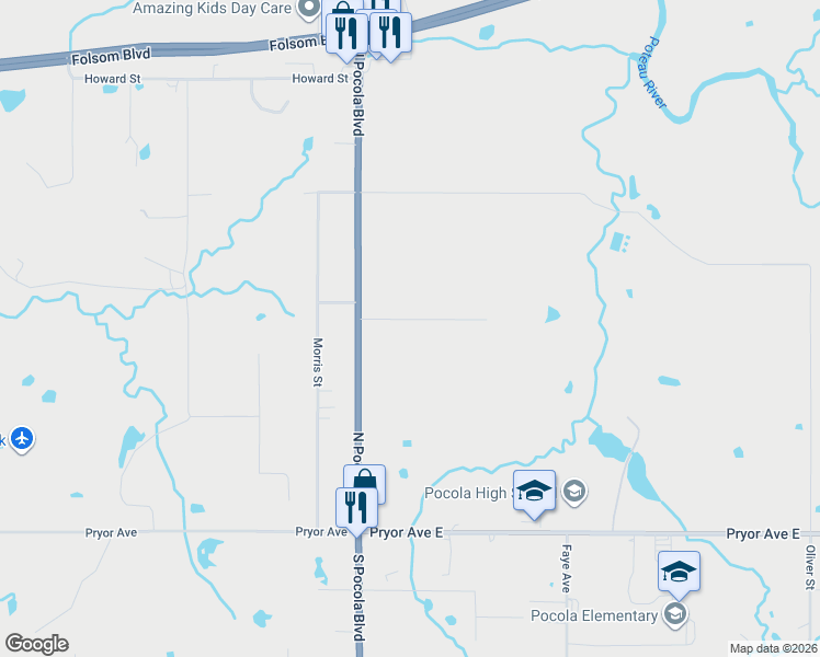 map of restaurants, bars, coffee shops, grocery stores, and more near 802 North Pocola Boulevard in Pocola