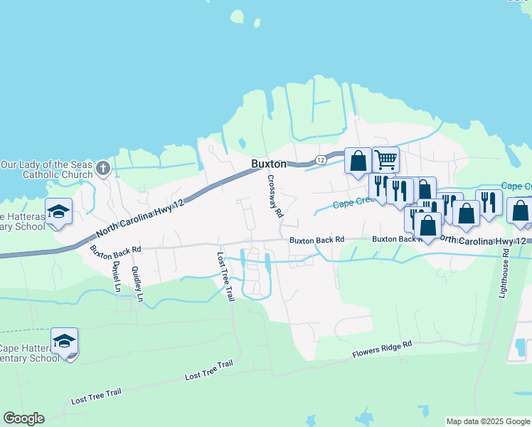 map of restaurants, bars, coffee shops, grocery stores, and more near 47234 Crossway Road in North Carolina