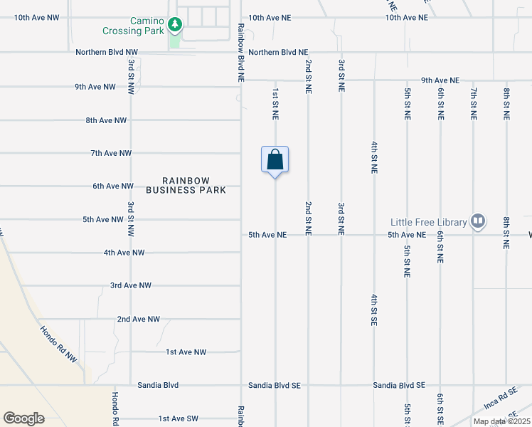 map of restaurants, bars, coffee shops, grocery stores, and more near 505 1st Street Northeast in Rio Rancho
