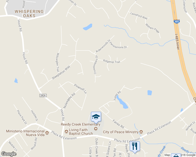 map of restaurants, bars, coffee shops, grocery stores, and more near 8820 Crosstimbers Drive in Charlotte