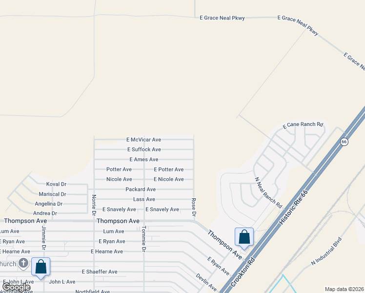 map of restaurants, bars, coffee shops, grocery stores, and more near 3963 East Suffock Avenue in Kingman