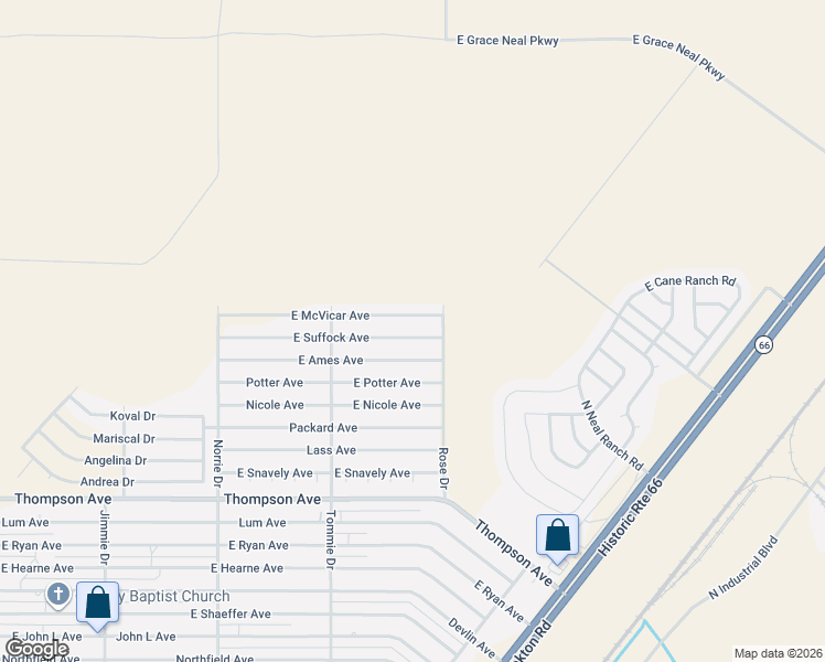 map of restaurants, bars, coffee shops, grocery stores, and more near 3963 East Suffock Avenue in Kingman