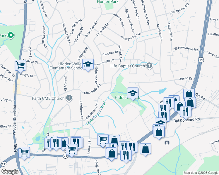 map of restaurants, bars, coffee shops, grocery stores, and more near 609 Bilmark Avenue in Charlotte