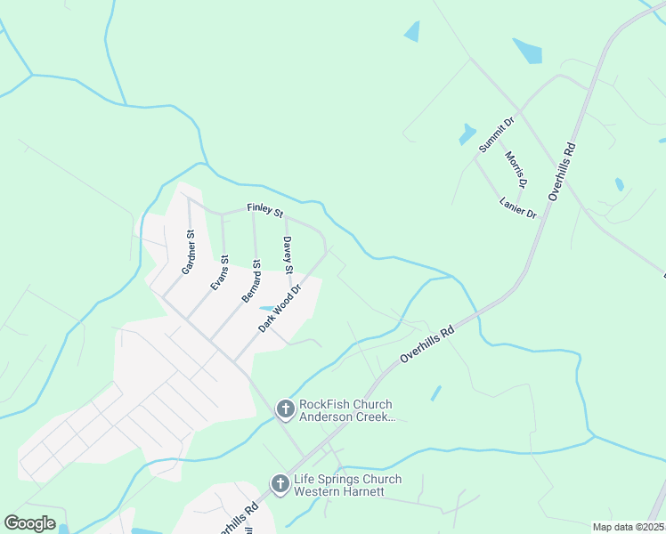 map of restaurants, bars, coffee shops, grocery stores, and more near Finley Street in Harnett County