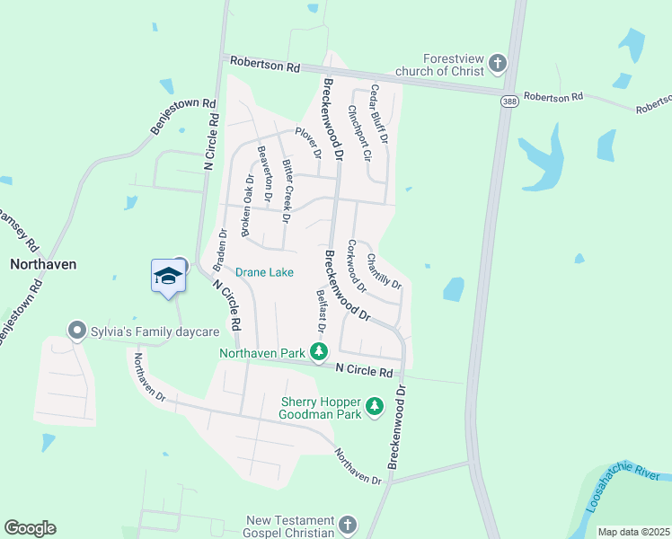 map of restaurants, bars, coffee shops, grocery stores, and more near 5150 Breckenwood Drive in Memphis