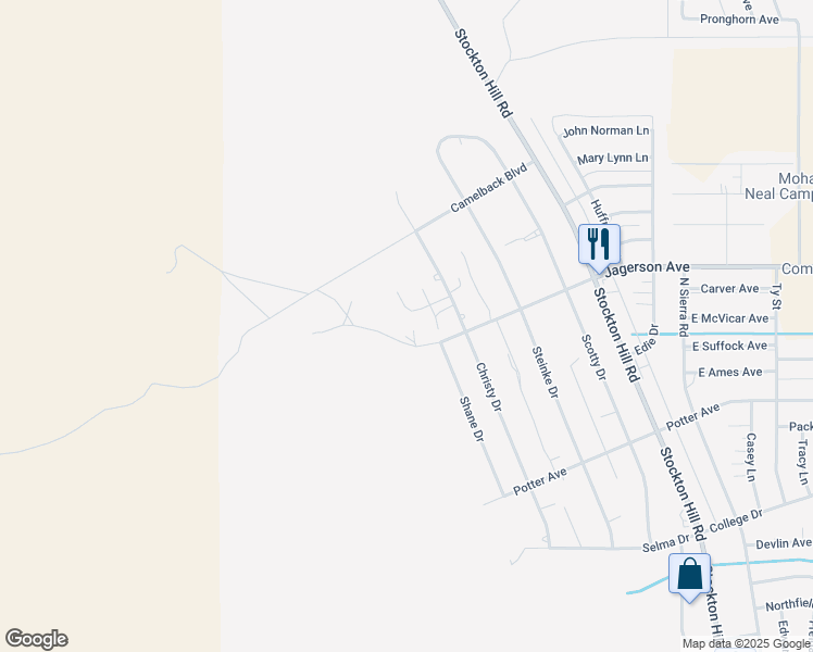 map of restaurants, bars, coffee shops, grocery stores, and more near 566 Christy Plaza in Kingman
