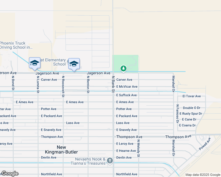 map of restaurants, bars, coffee shops, grocery stores, and more near 2980 East Mcvicar Avenue in Kingman