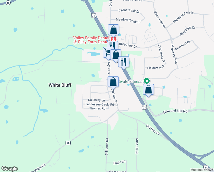 map of restaurants, bars, coffee shops, grocery stores, and more near Graystone Drive in Fort Smith
