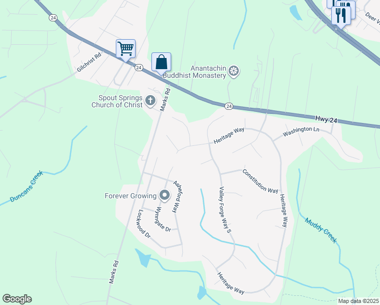 map of restaurants, bars, coffee shops, grocery stores, and more near 2088 Heritage Way in Cameron
