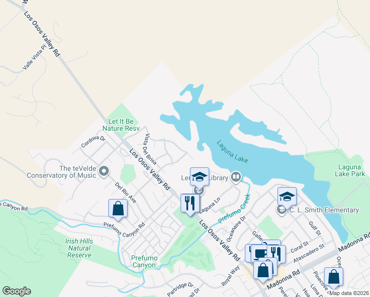 map of restaurants, bars, coffee shops, grocery stores, and more near 988 Vista Del Collados in San Luis Obispo