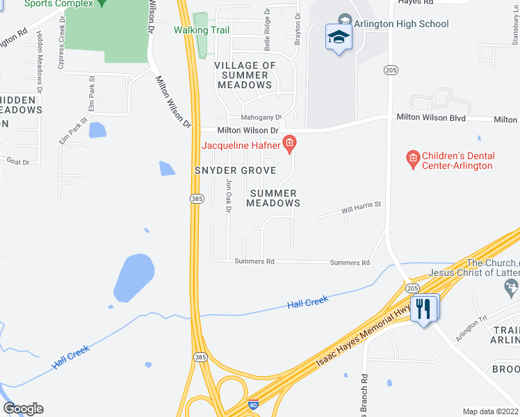 map of restaurants, bars, coffee shops, grocery stores, and more near 11625 Bitter Bush Lane in Arlington
