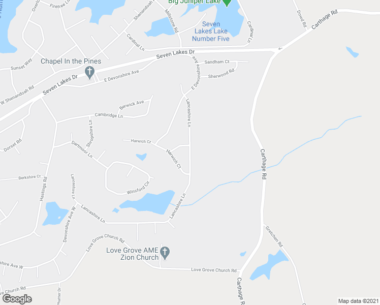 map of restaurants, bars, coffee shops, grocery stores, and more near Lancashire Lane in Seven Lakes