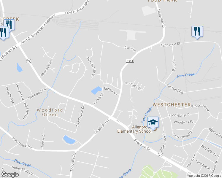 map of restaurants, bars, coffee shops, grocery stores, and more near in Charlotte