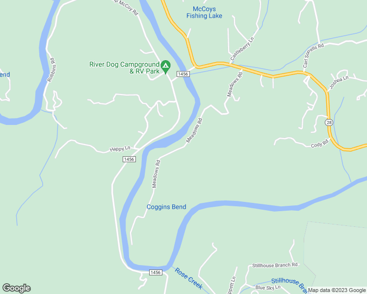 map of restaurants, bars, coffee shops, grocery stores, and more near Meadows Road in Macon County