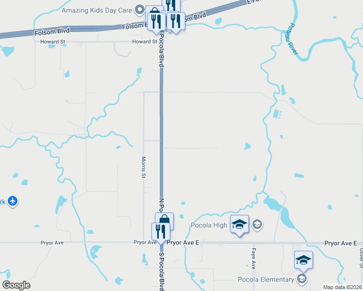 map of restaurants, bars, coffee shops, grocery stores, and more near 802 North Pocola Boulevard in Pocola