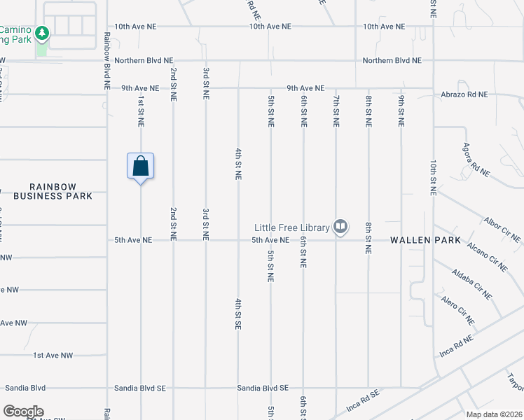 map of restaurants, bars, coffee shops, grocery stores, and more near 413 5th Street Northeast in Rio Rancho