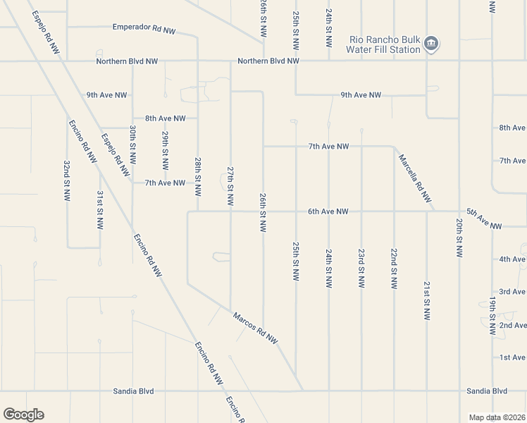 map of restaurants, bars, coffee shops, grocery stores, and more near 26th Street Northwest in Rio Rancho