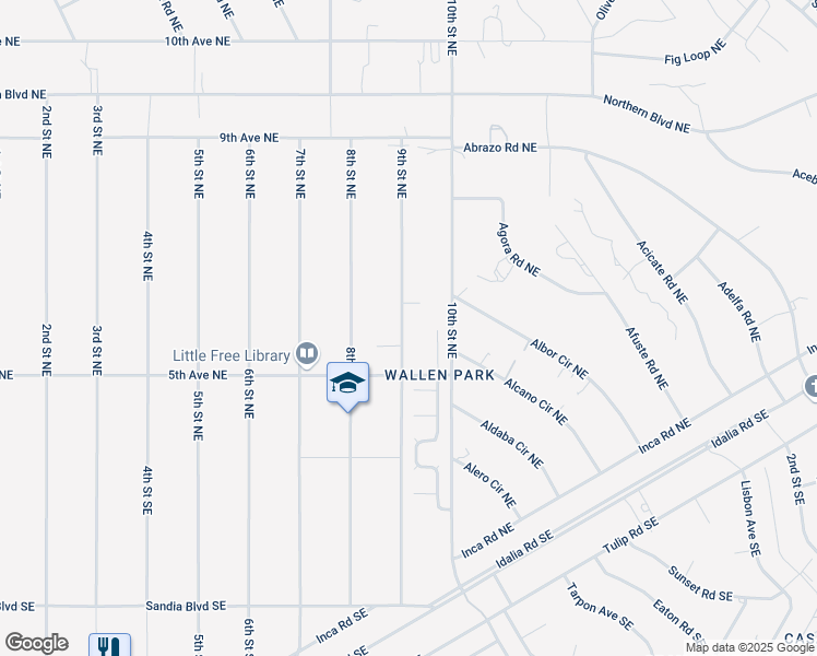 map of restaurants, bars, coffee shops, grocery stores, and more near 500 9th Street Northeast in Rio Rancho