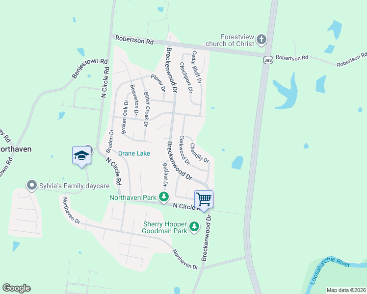 map of restaurants, bars, coffee shops, grocery stores, and more near 5169 Chantilly Drive in Memphis