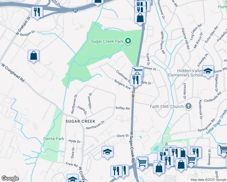 map of restaurants, bars, coffee shops, grocery stores, and more near in Charlotte