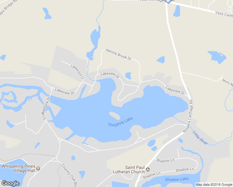 map of restaurants, bars, coffee shops, grocery stores, and more near 85 Lakeview Drive in Whispering Pines