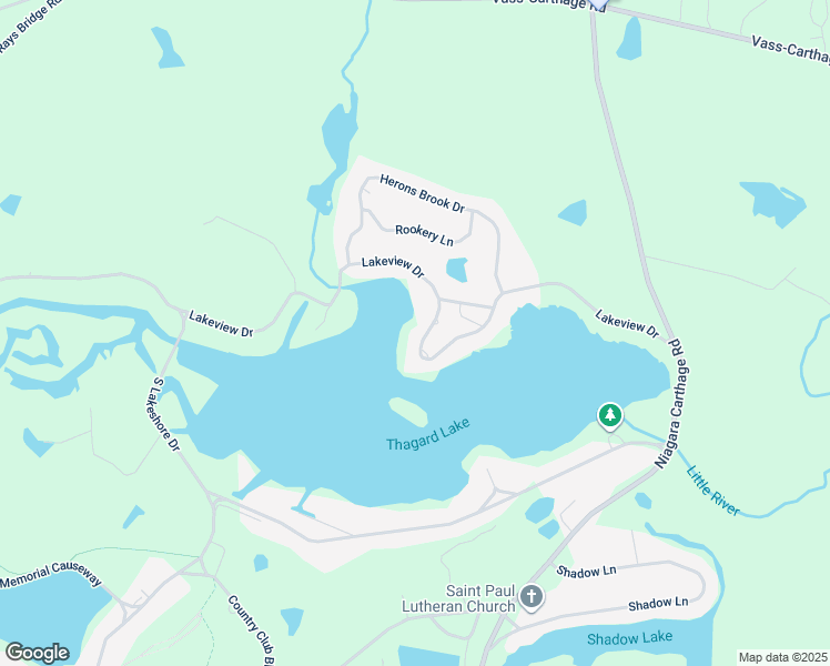 map of restaurants, bars, coffee shops, grocery stores, and more near 85 Lakeview Drive in Whispering Pines
