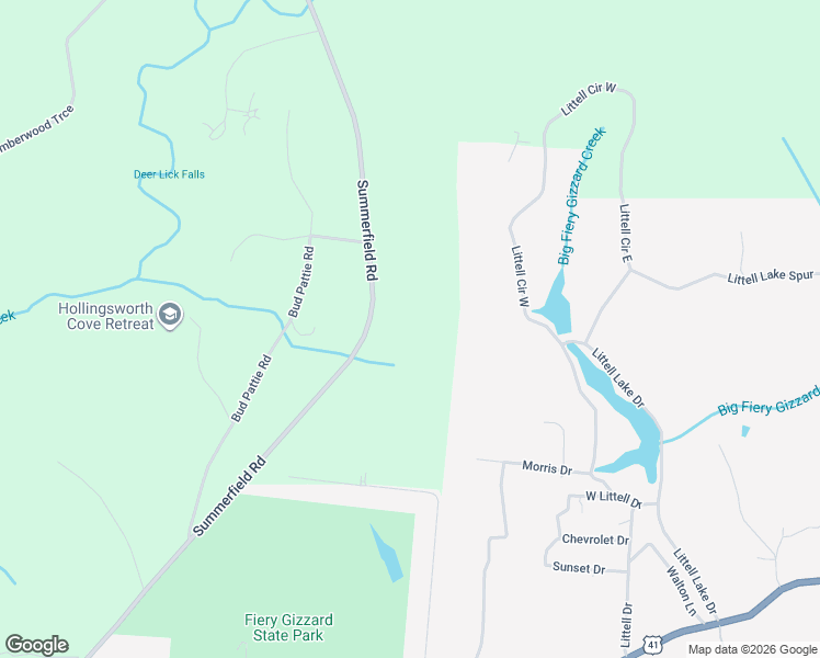 map of restaurants, bars, coffee shops, grocery stores, and more near Summerfield Road in Tracy City