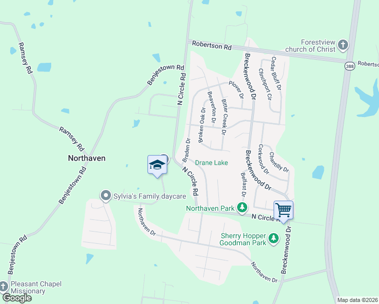 map of restaurants, bars, coffee shops, grocery stores, and more near 5140 Blacksmith Drive in Memphis