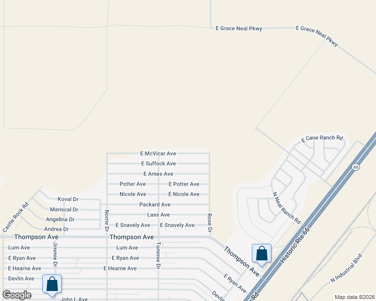 map of restaurants, bars, coffee shops, grocery stores, and more near 3947 East McVicar Avenue in Kingman