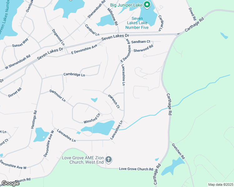 map of restaurants, bars, coffee shops, grocery stores, and more near Sheffield Lane in Seven Lakes