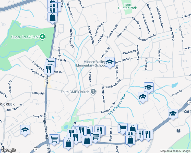 map of restaurants, bars, coffee shops, grocery stores, and more near 4724 Thornwood Road in Charlotte