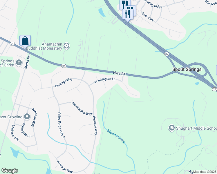 map of restaurants, bars, coffee shops, grocery stores, and more near 73 Georgia Way in Cameron