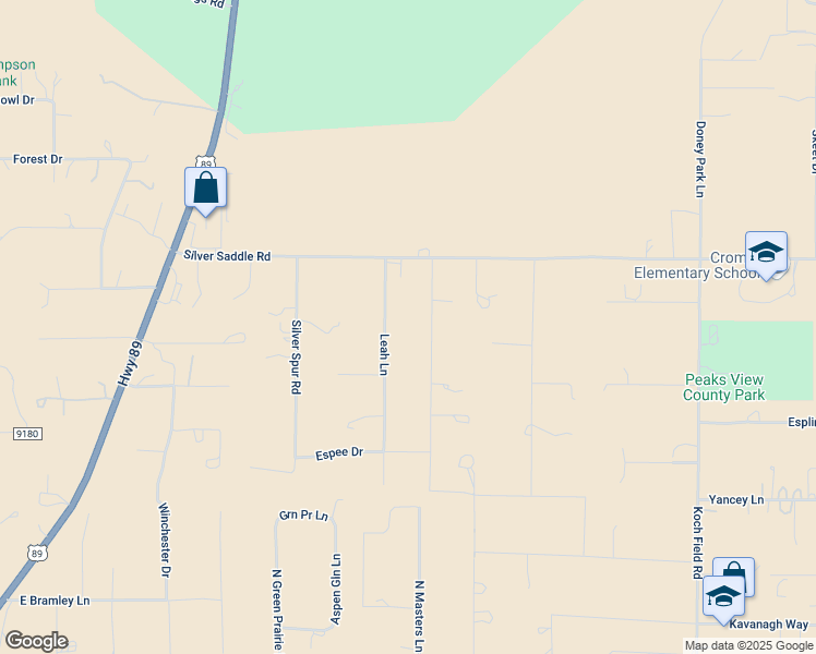 map of restaurants, bars, coffee shops, grocery stores, and more near 8850 Silver Valley Road in Flagstaff