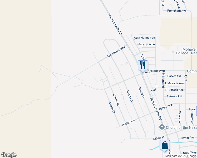 map of restaurants, bars, coffee shops, grocery stores, and more near 4949 Christy Dr in Kingman