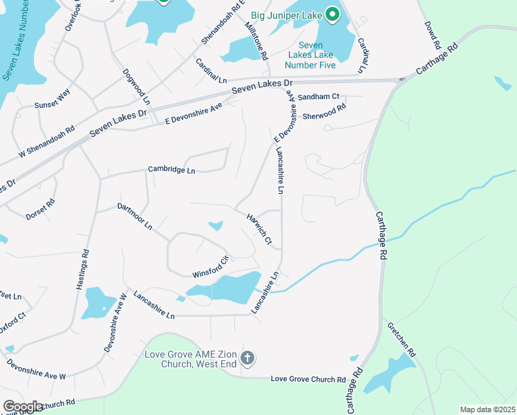 map of restaurants, bars, coffee shops, grocery stores, and more near Sheffield Lane in Seven Lakes