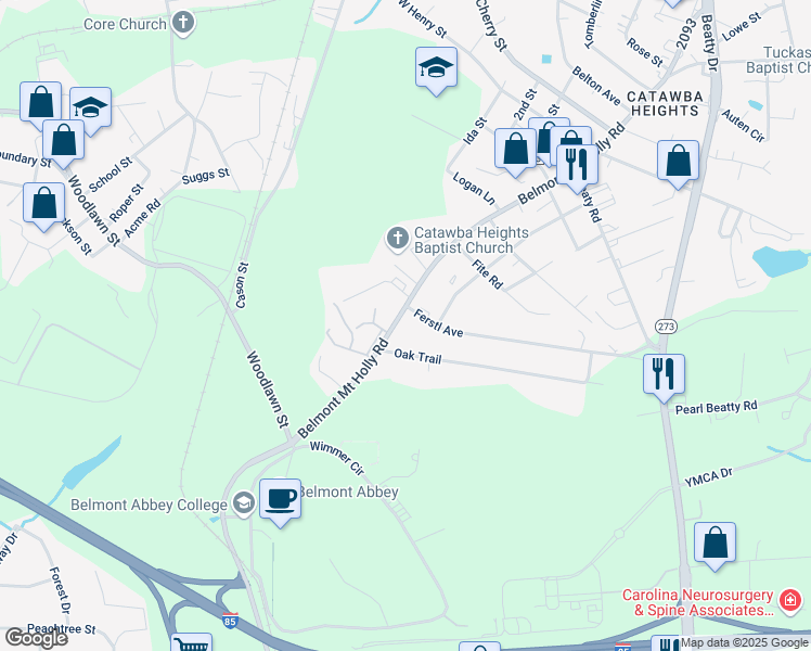 map of restaurants, bars, coffee shops, grocery stores, and more near 103 Ferstl Avenue in Belmont