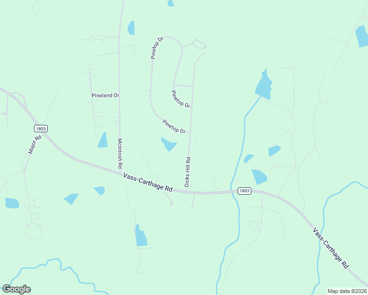 map of restaurants, bars, coffee shops, grocery stores, and more near 165 Pinetop Drive in Carthage