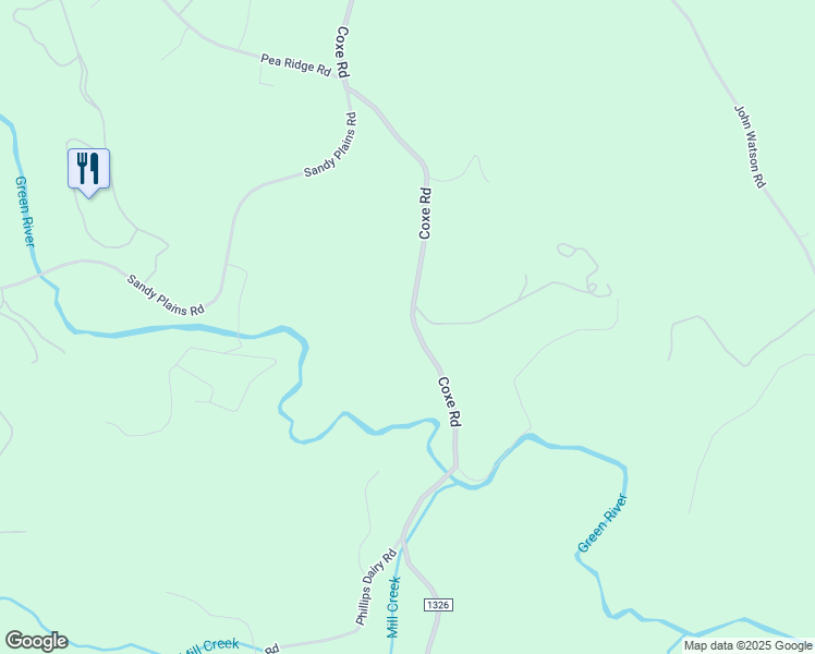 map of restaurants, bars, coffee shops, grocery stores, and more near 4395 Coxe Road in Tryon