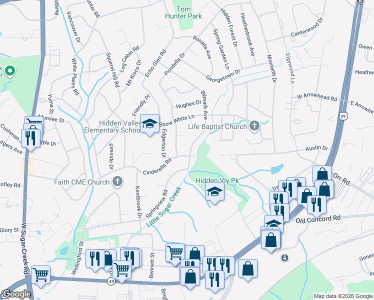 map of restaurants, bars, coffee shops, grocery stores, and more near 733 Bilmark Avenue in Charlotte