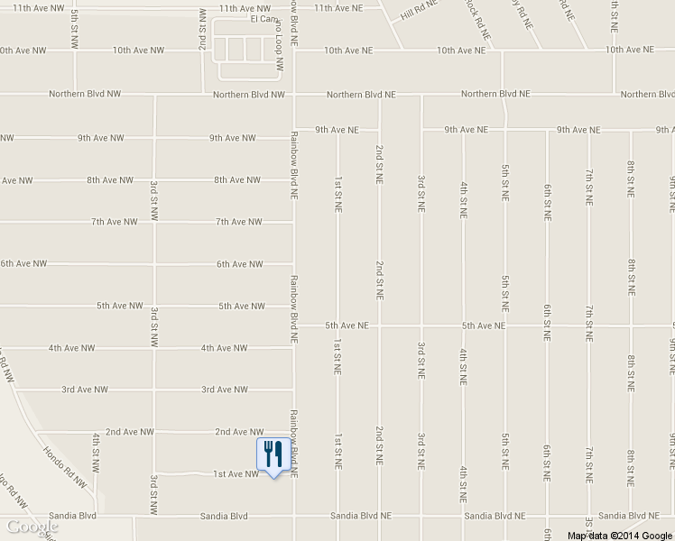 map of restaurants, bars, coffee shops, grocery stores, and more near 633 1st St NE in Rio Rancho