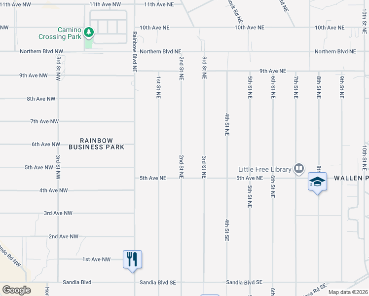 map of restaurants, bars, coffee shops, grocery stores, and more near 309 Aldaba Circle Northeast in Rio Rancho