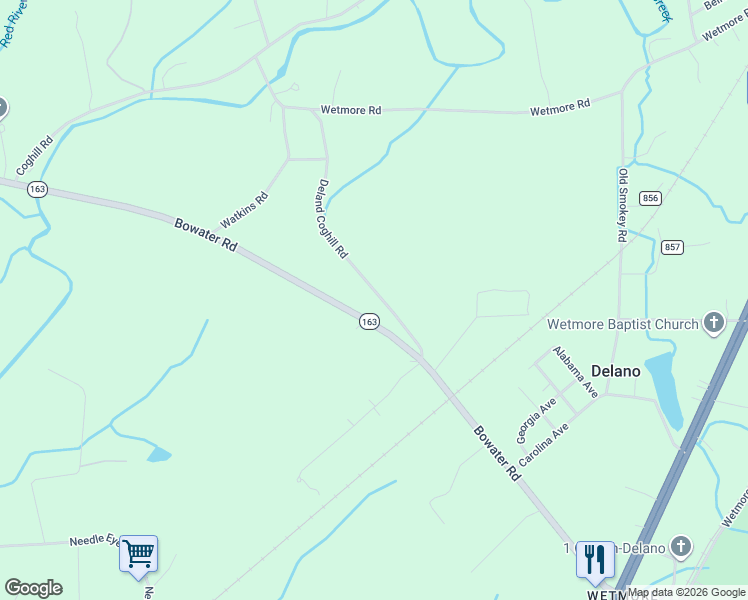 map of restaurants, bars, coffee shops, grocery stores, and more near 196 County Road 860 in Delano
