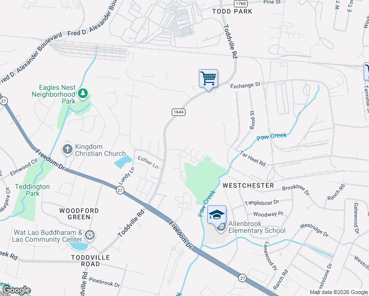 map of restaurants, bars, coffee shops, grocery stores, and more near in Charlotte