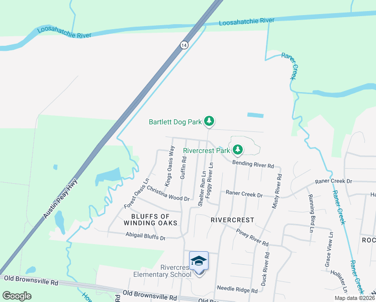map of restaurants, bars, coffee shops, grocery stores, and more near 5195 Guffin Road in Bartlett
