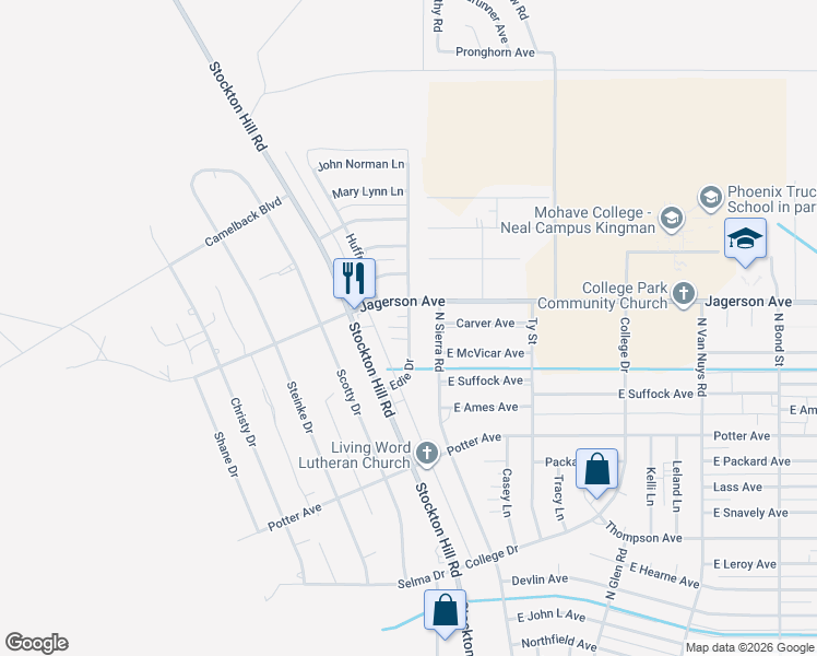 map of restaurants, bars, coffee shops, grocery stores, and more near 1099 Edie Dr in Kingman