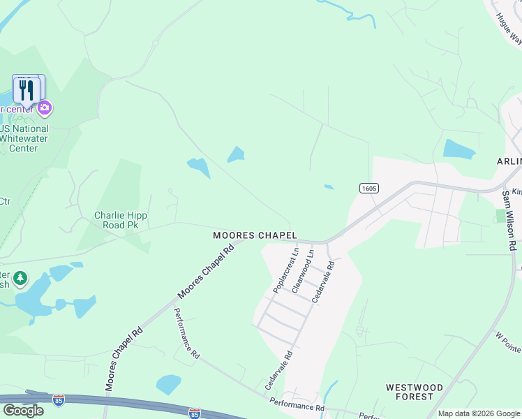 map of restaurants, bars, coffee shops, grocery stores, and more near 1500 Hawfield Road in Charlotte