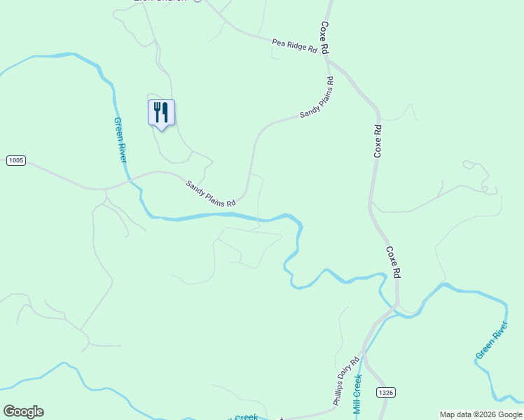 map of restaurants, bars, coffee shops, grocery stores, and more near 113 Bridge Lane in Tryon