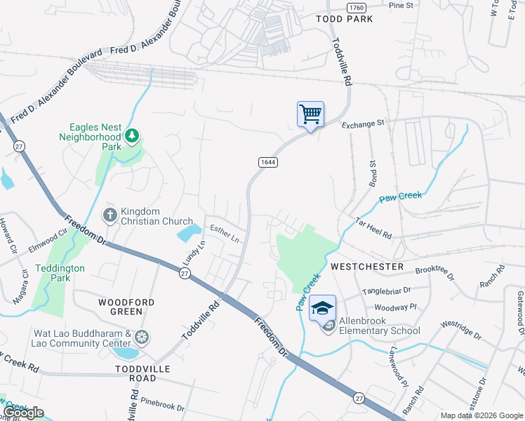 map of restaurants, bars, coffee shops, grocery stores, and more near 5212 Brooktree Drive in Charlotte