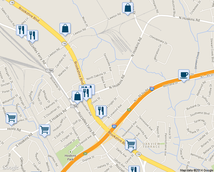 map of restaurants, bars, coffee shops, grocery stores, and more near 329 North Hoskins Road in Charlotte