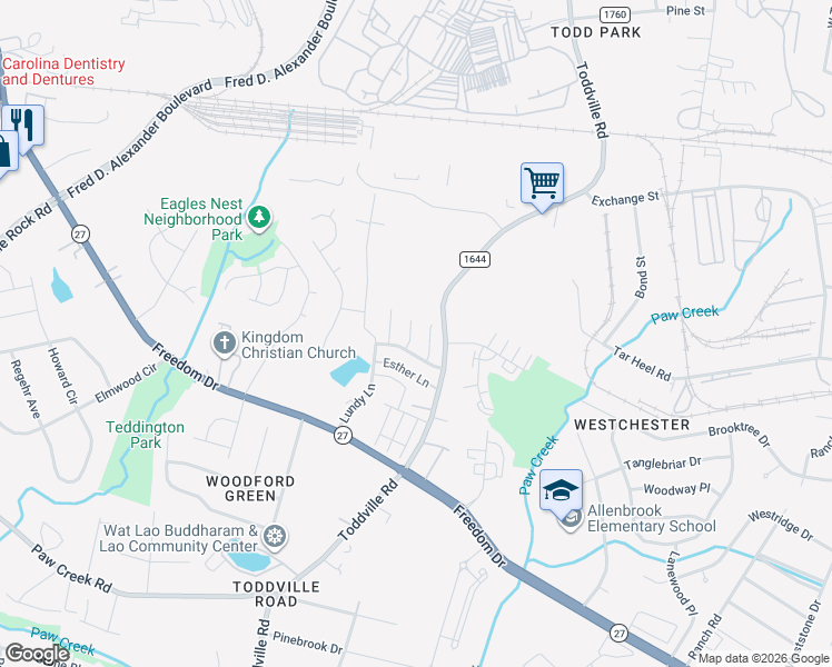 map of restaurants, bars, coffee shops, grocery stores, and more near in Charlotte